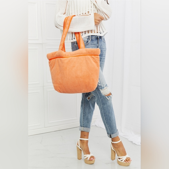 Fame Found My Paradise Orange Trendy Spacious Tote Bag - Picture 1 of 4